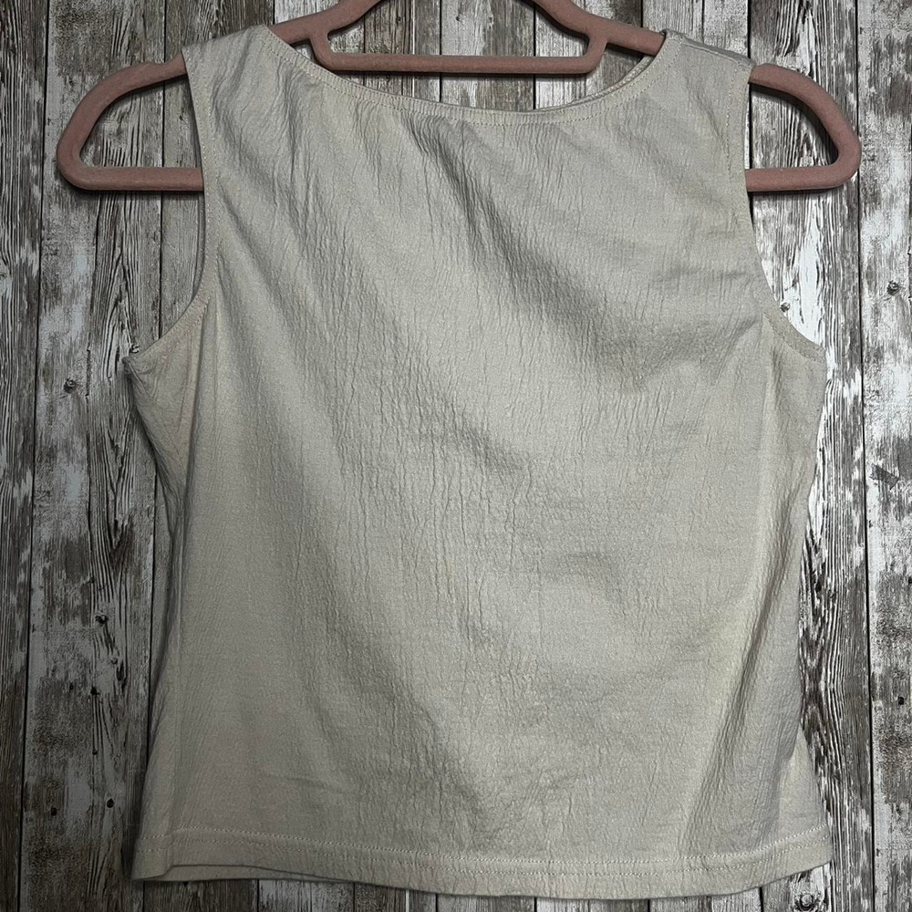 Cream Brandy Melville Tank with Wrinkle Texture One Size - Picture 6 of 6